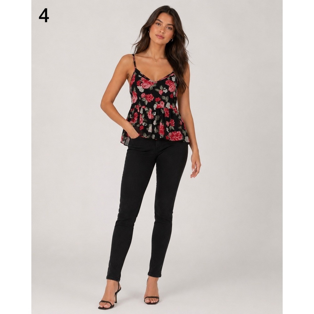 Torrid Romantic Floral Babydoll Top Black Pink Floral Lined Size L